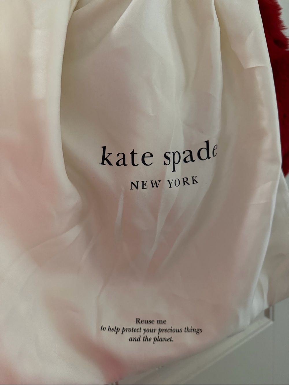 kate spade Plush Red Faux-Fur heart tote/Shoulder Bag - Picture 2 of 3